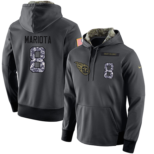 NFL Men's Nike Tennessee Titans #8 Marcus Mariota Stitched Black Anthracite Salute to Service Player Performance Hoodie - Click Image to Close